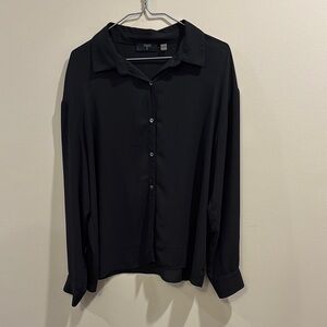 Tahari Black Long Sleeve Button Down Shirt
